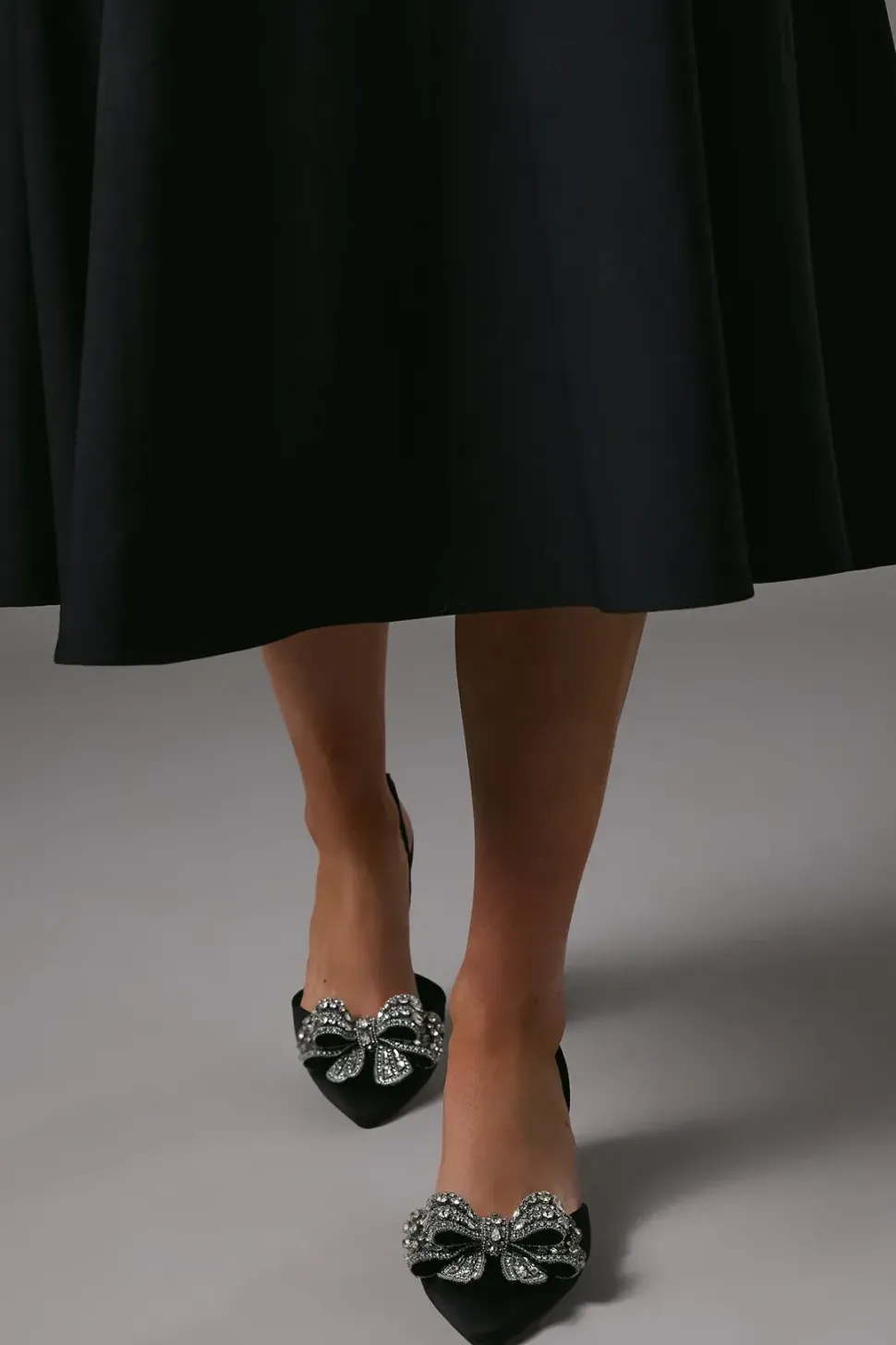 Sylvie Jewelled Bow Satin Slingback Court Shoes