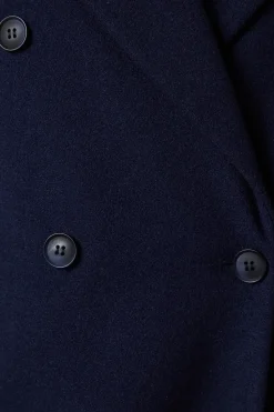 Tab Back Detail Faux Wool Double Breasted Midi Coat