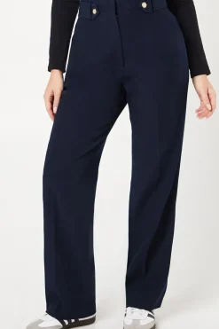 Tab Belted Straight Leg Trouser