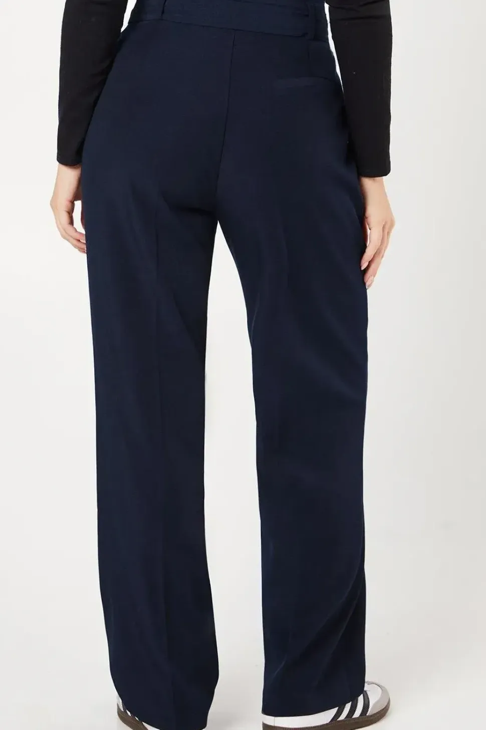 Tab Belted Straight Leg Trouser