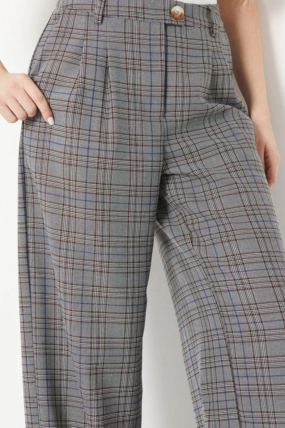 Tab Detail Wide Leg Trouser