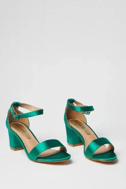Tabitha Satin Low Block Heeled Sandals