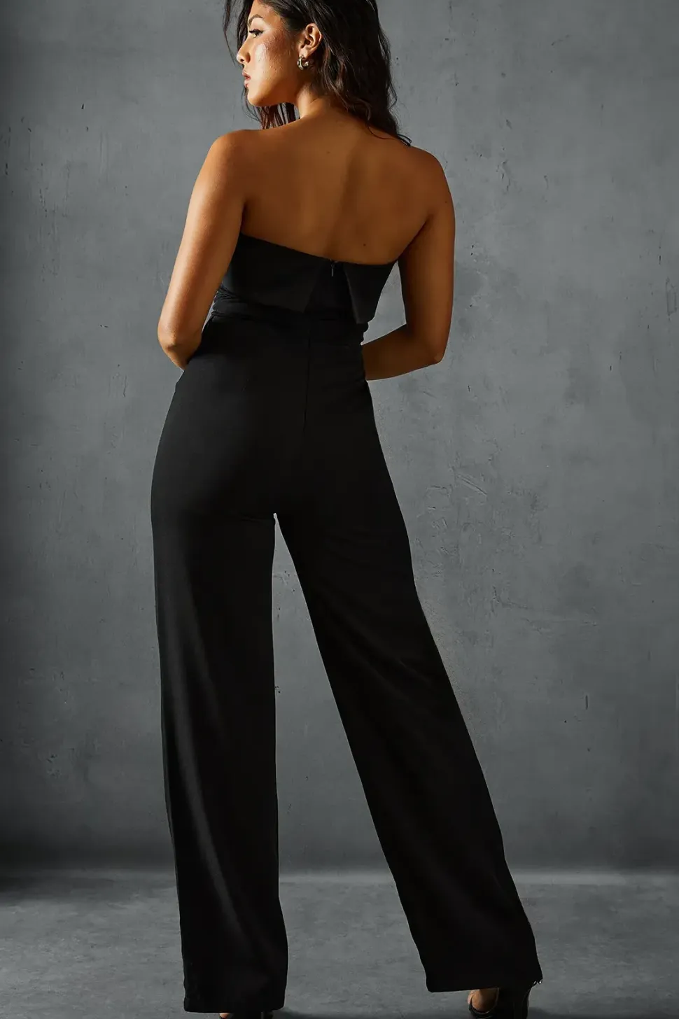 Tailored Bandeau Panel Detail Straight Leg Jumpsuit