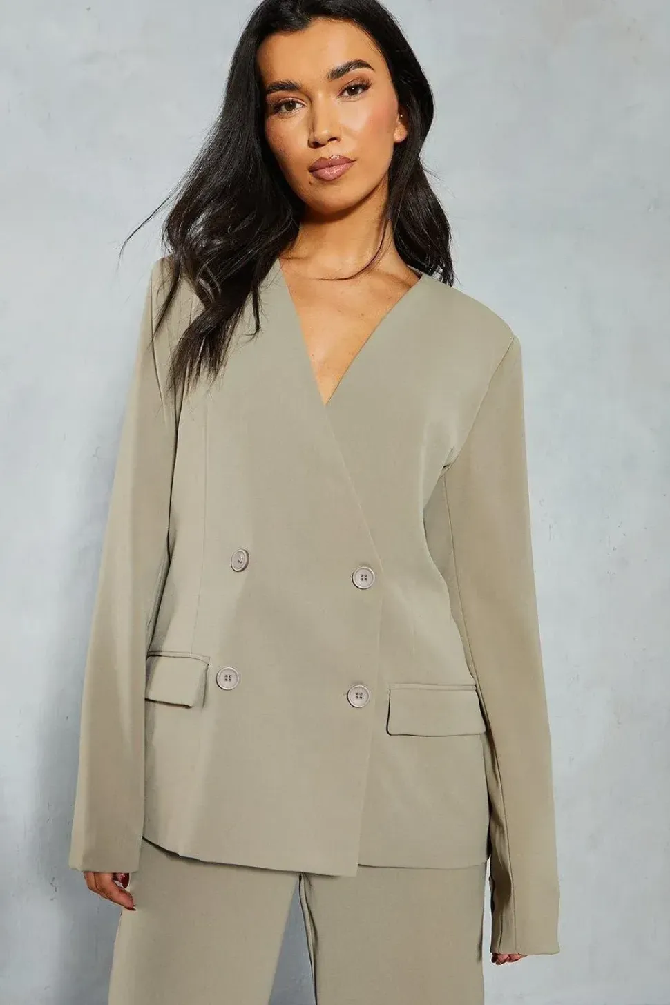 Tailored Double Breasted Boxy Blazer