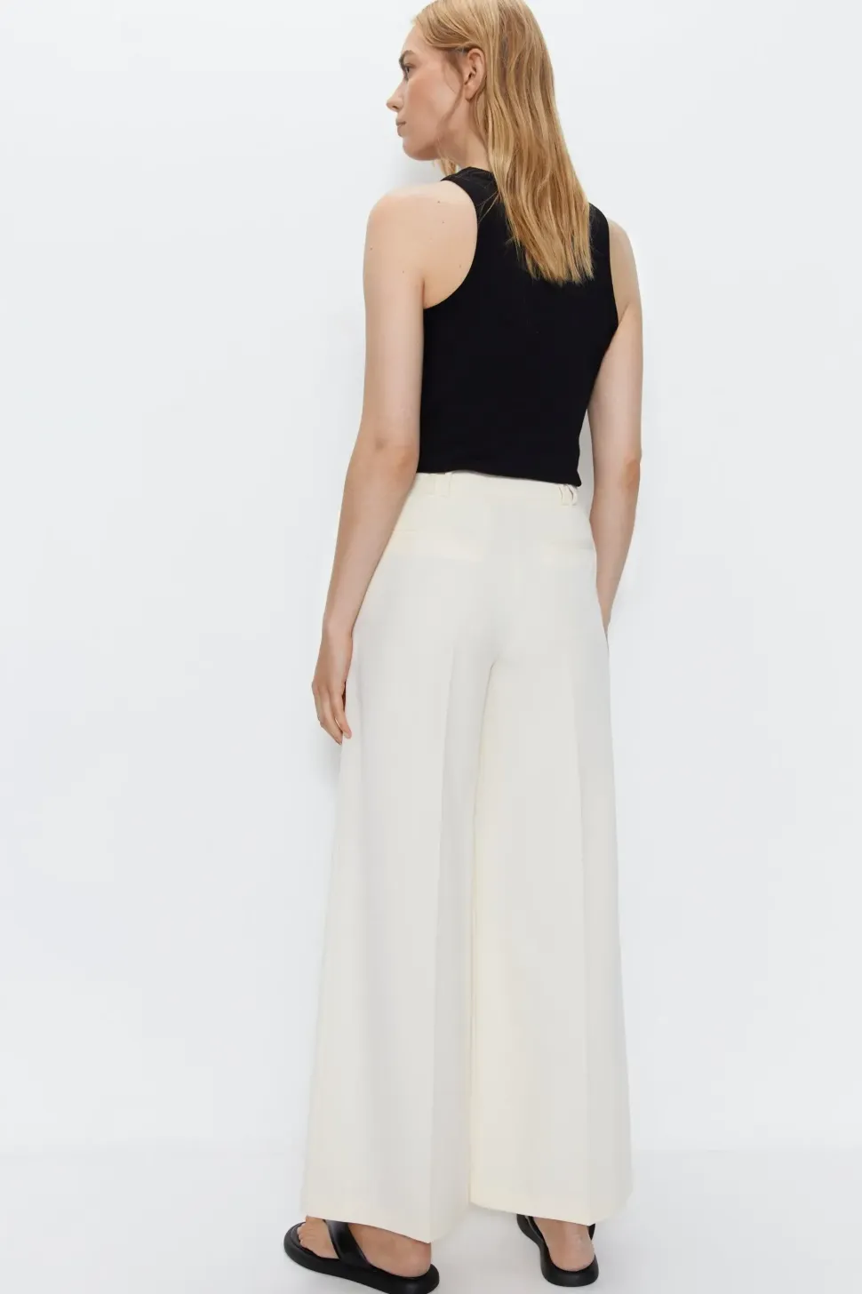 Tailored Double Pleat Wide Leg Trouser