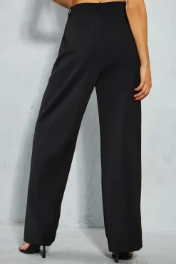 Tailored Drawstring Waist Straight Leg Trousers
