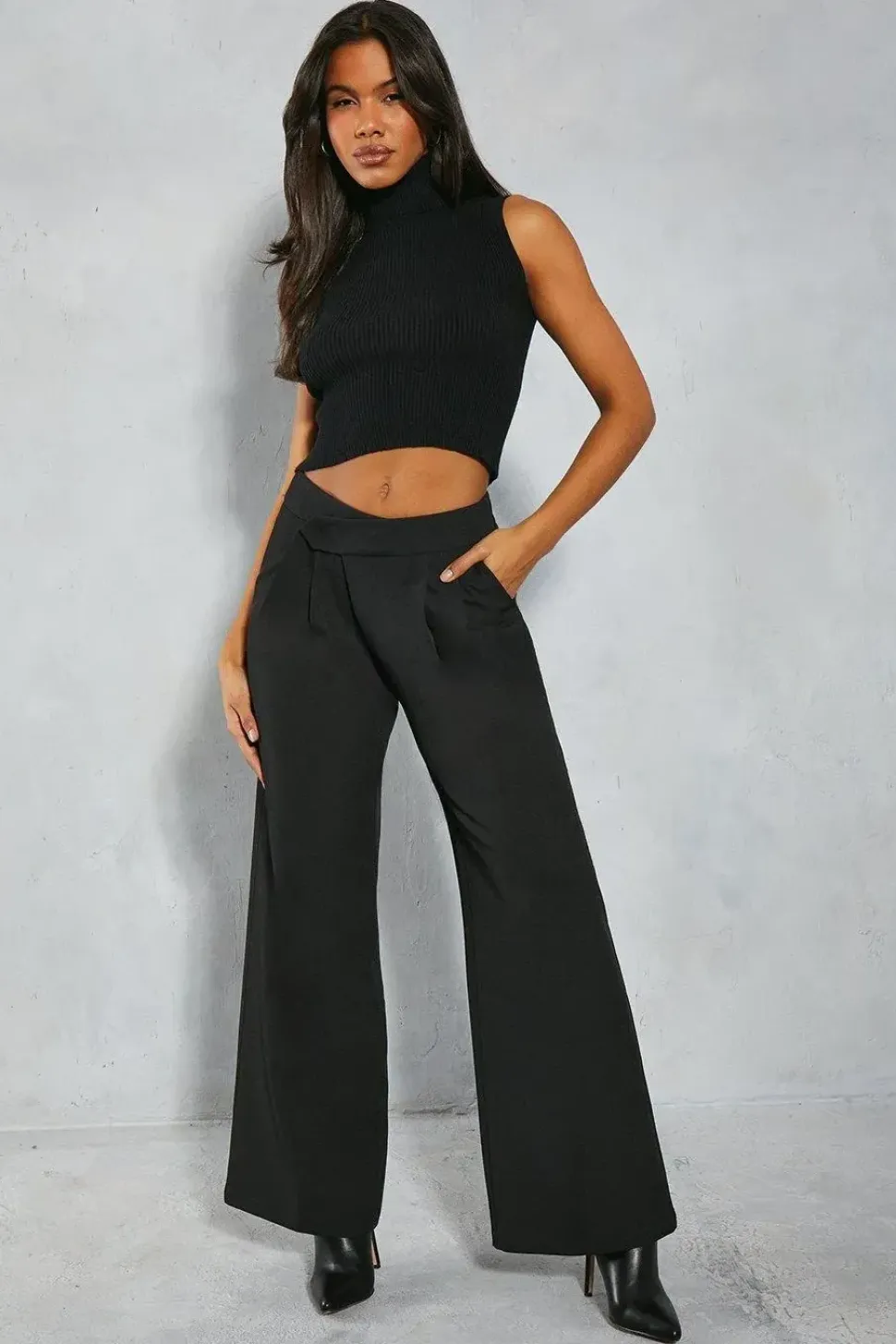 Tailored Drop Waist Wide Leg Trousers