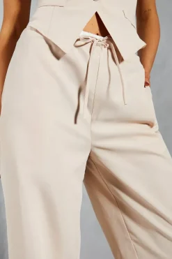 Tailored Elastic Drawstring Waist Straight Leg Trouser