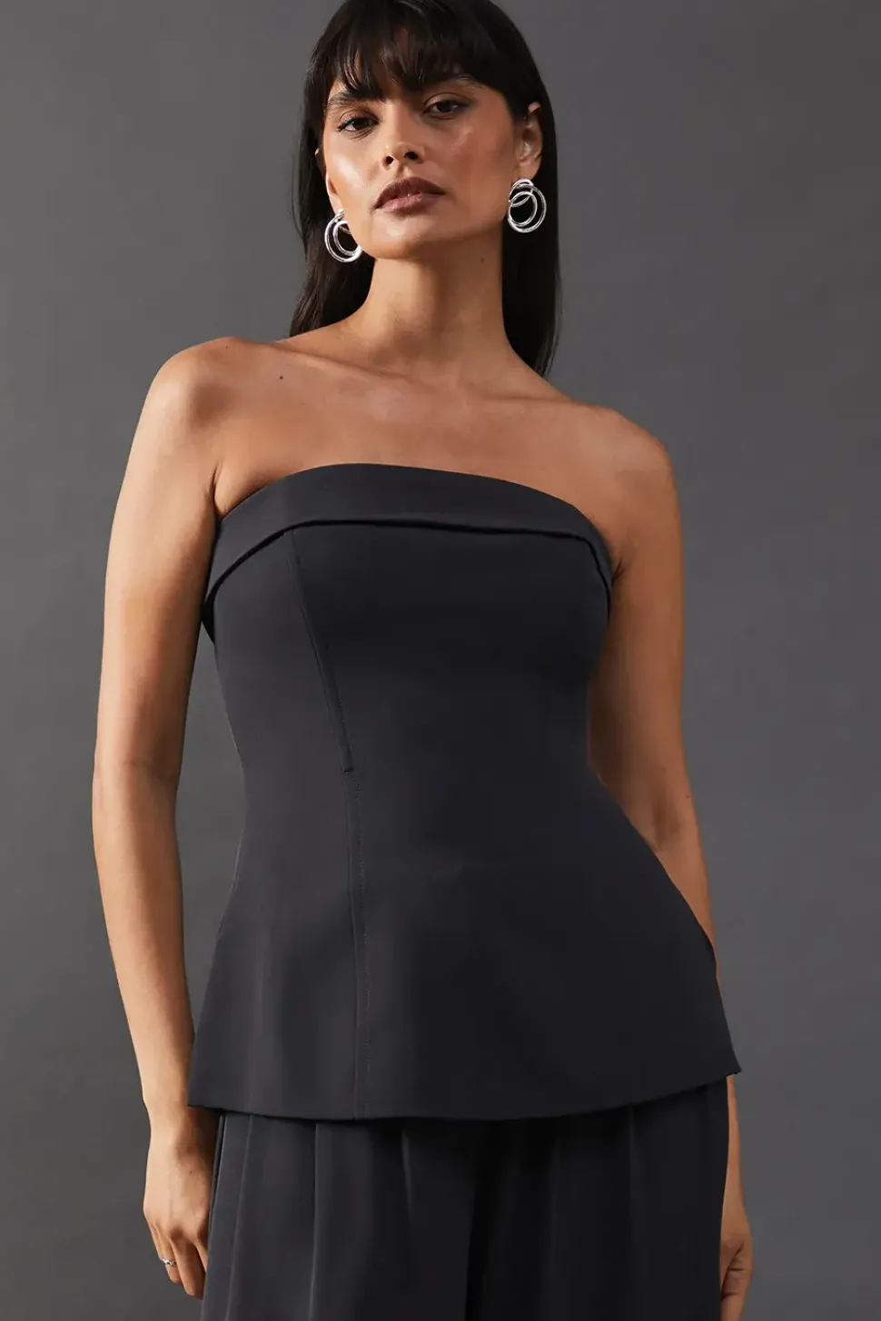 Tailored Fold Edge Bandeau Top
