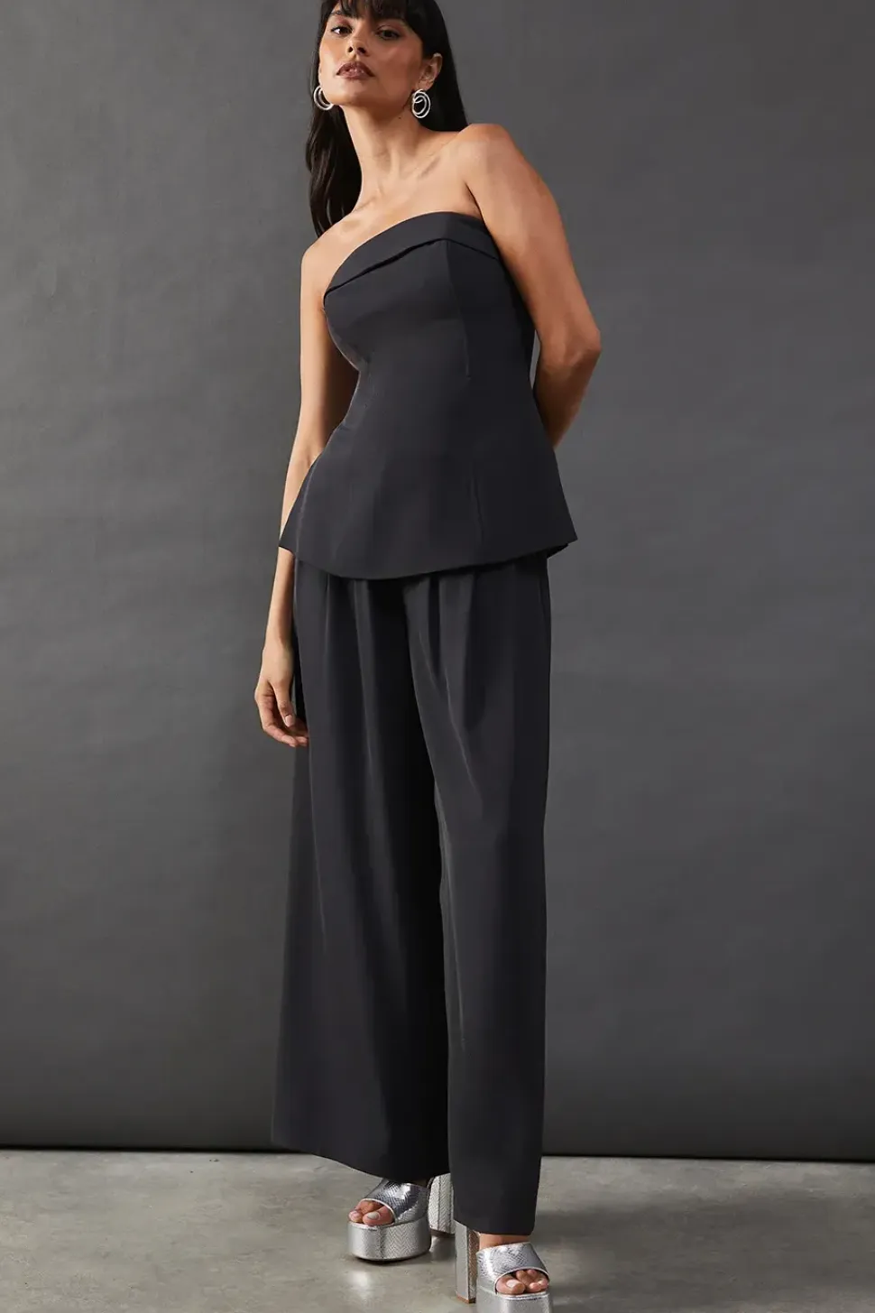 Tailored Fold Edge Bandeau Top