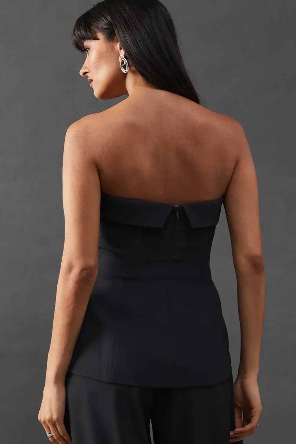 Tailored Fold Edge Bandeau Top