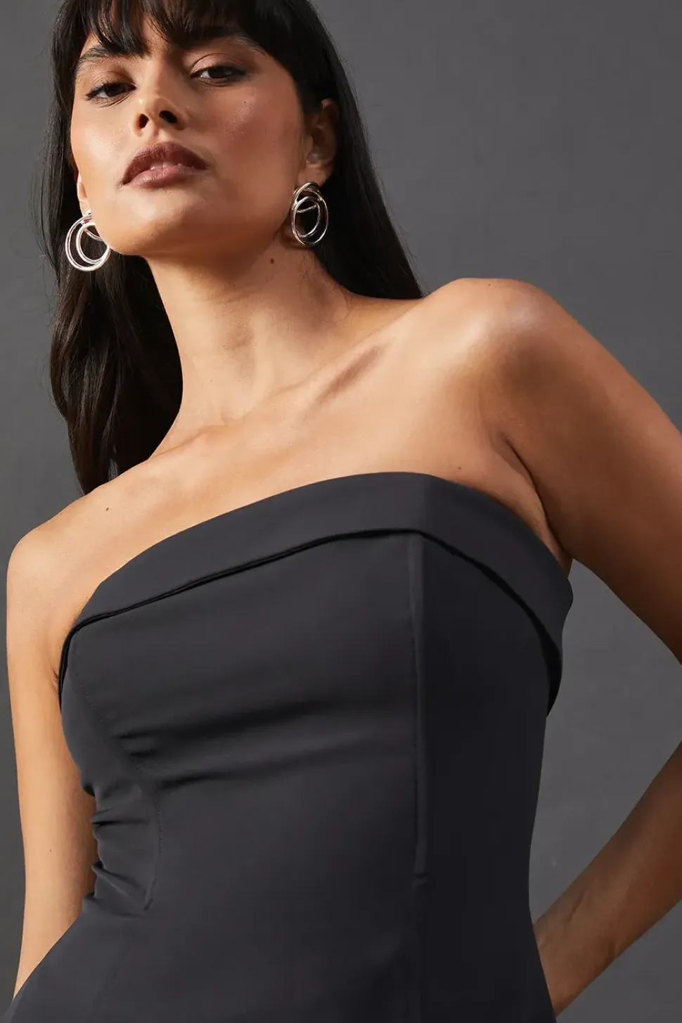 Tailored Fold Edge Bandeau Top