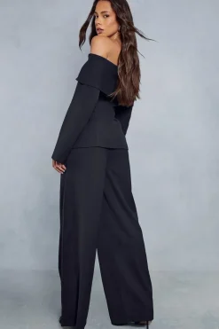 Tailored High Waisted Button Detail Trousers