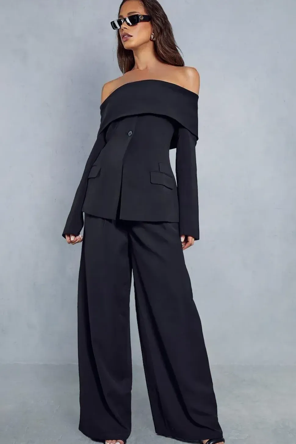 Tailored High Waisted Button Detail Trousers