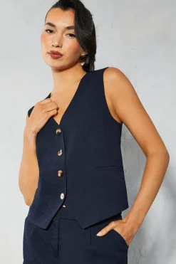 Tailored Linen Look Waistcoat