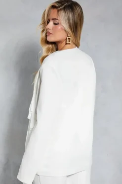 Tailored Mesh Frill Detail Structured Blazer
