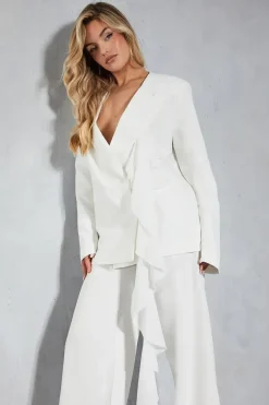 Tailored Mesh Frill Detail Structured Blazer