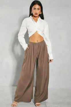 Tailored Mid Rise Oversized Wide Leg Trousers