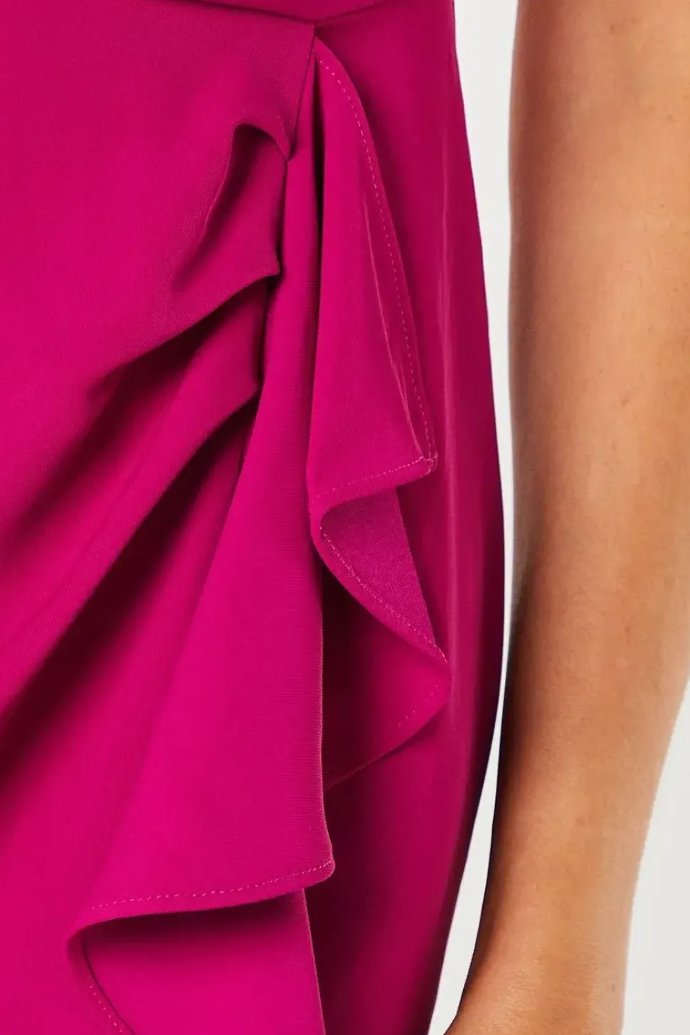 Tailored Ruffle Detail Wrap Pencil Dress