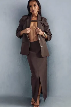 Tailored Split Front Maxi Skirt