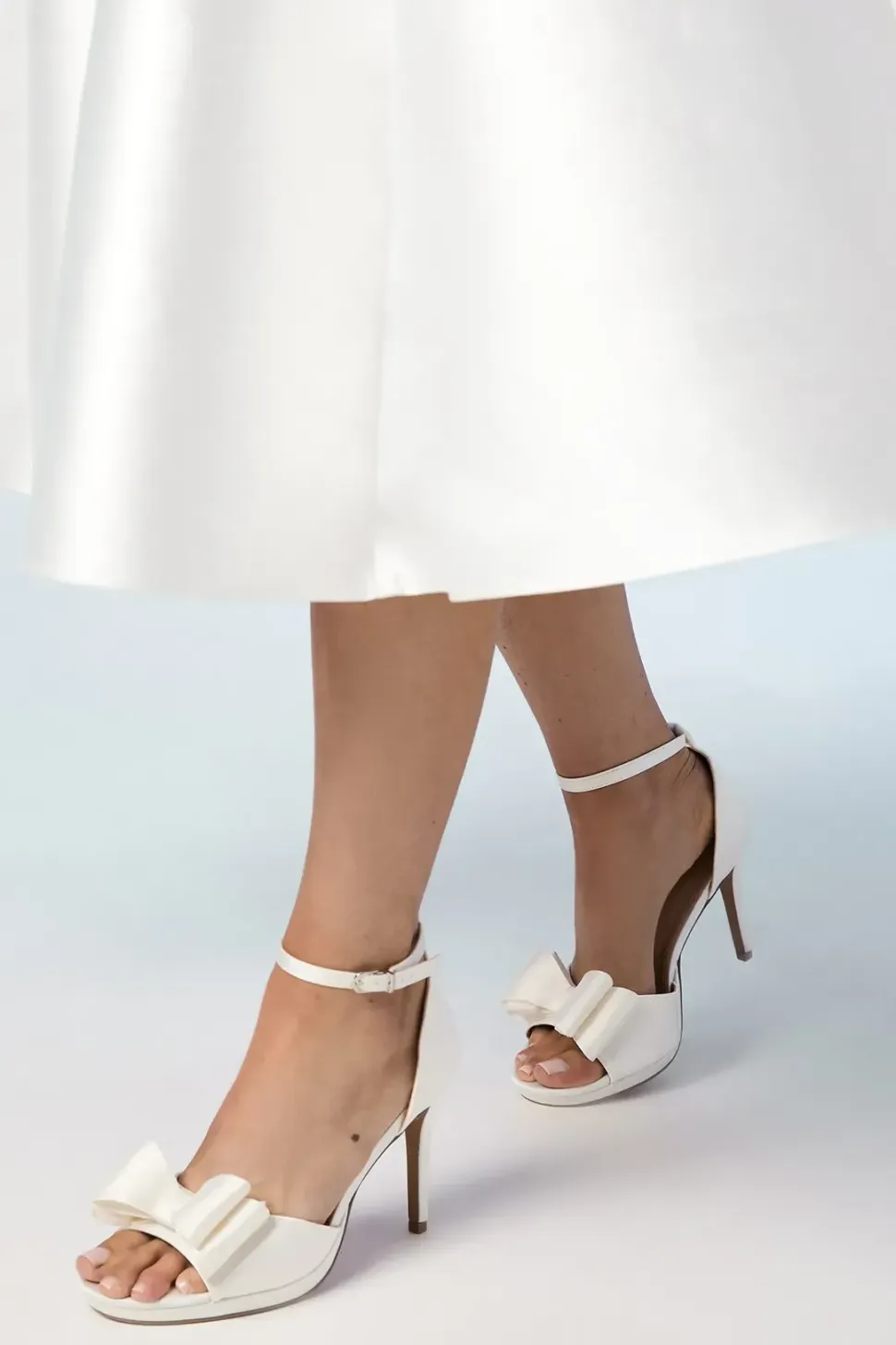 Tala Bridal Satin Structured Bow High Heel Platform Sandals