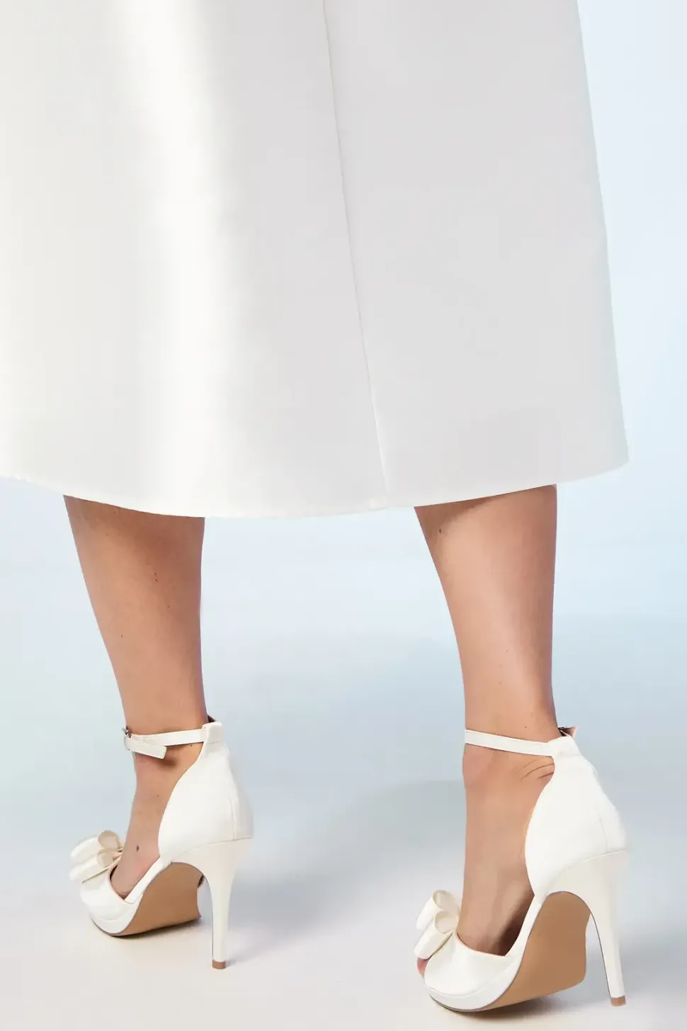 Tala Bridal Satin Structured Bow High Heel Platform Sandals