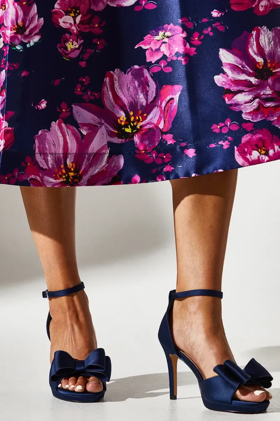 Tala Satin Structured Bow High Heel Platform Sandals