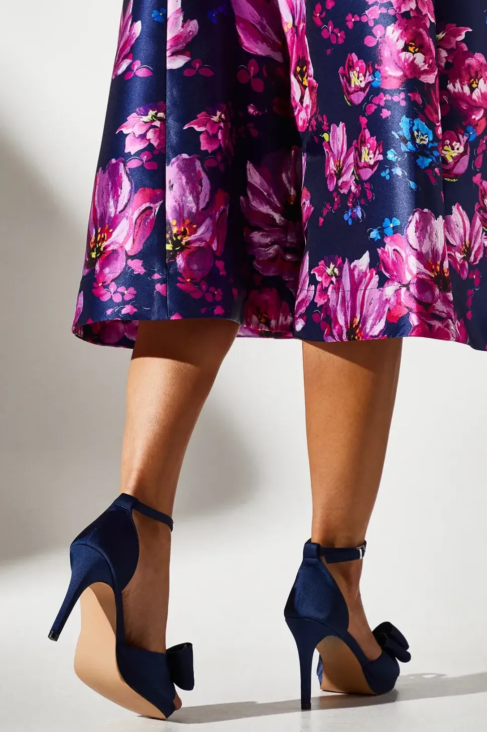Tala Satin Structured Bow High Heel Platform Sandals