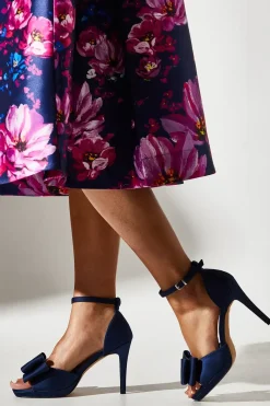 Tala Satin Structured Bow High Heel Platform Sandals