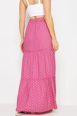 Tall Abstract Floral Print Tiered Maxi Skirt