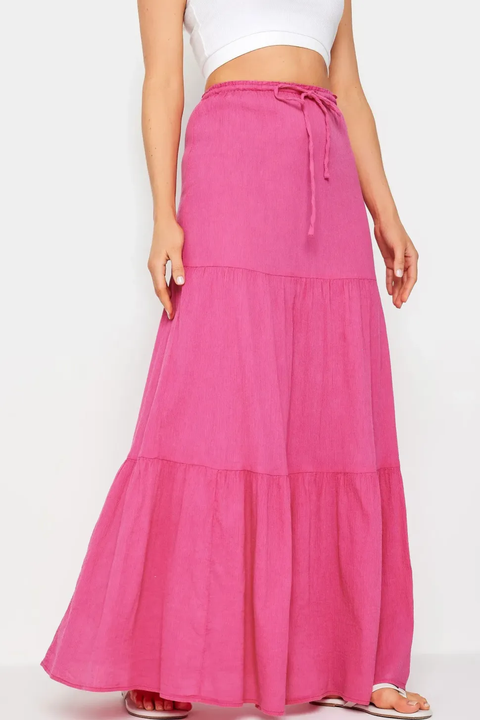 Tall Acid Wash Tiered Maxi Skirt