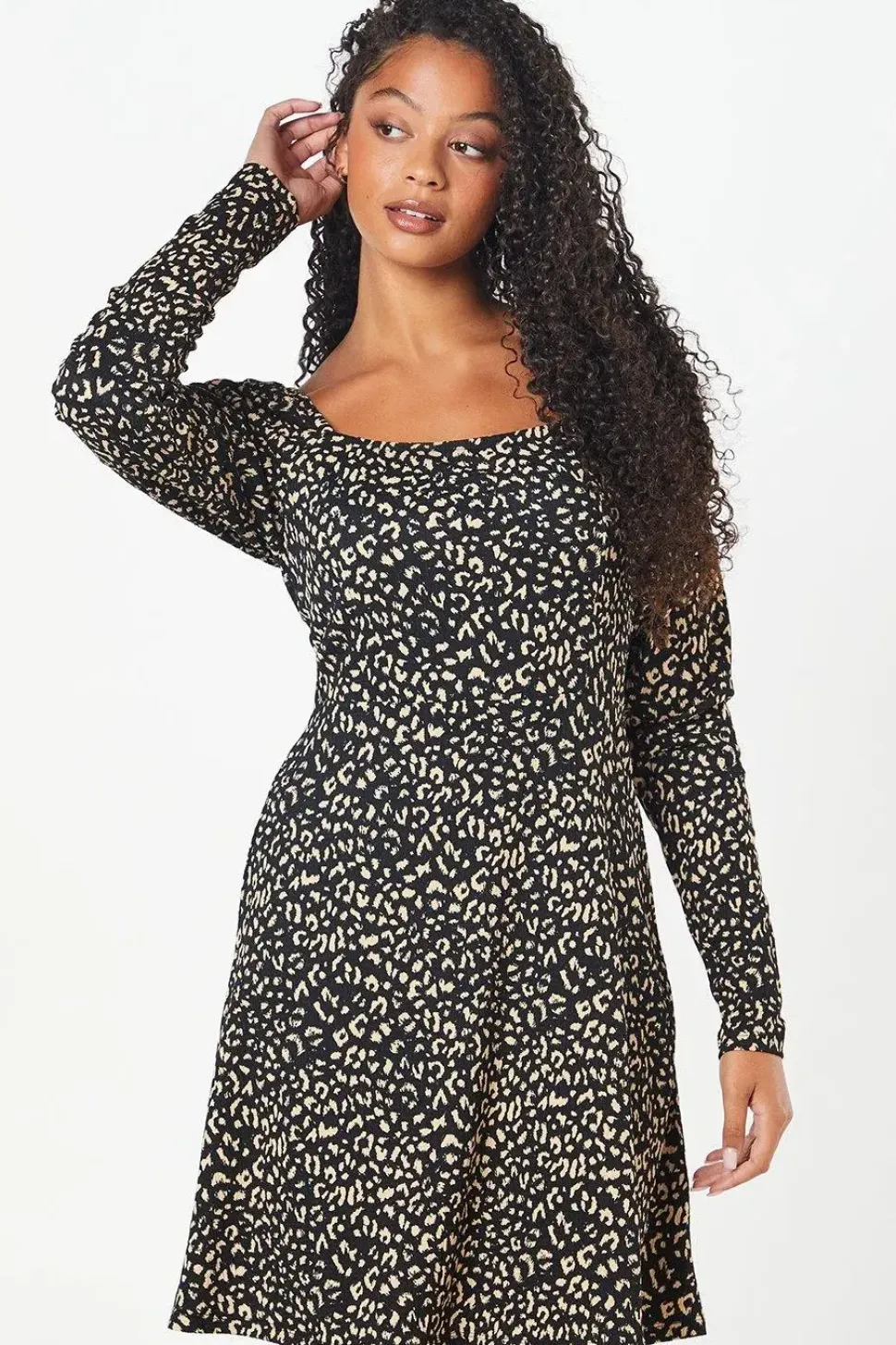 Tall Animal Print Square Neck Mini Dress