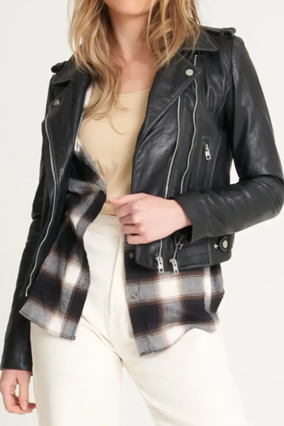 Tall Beppe Washed Leather Biker Jacket