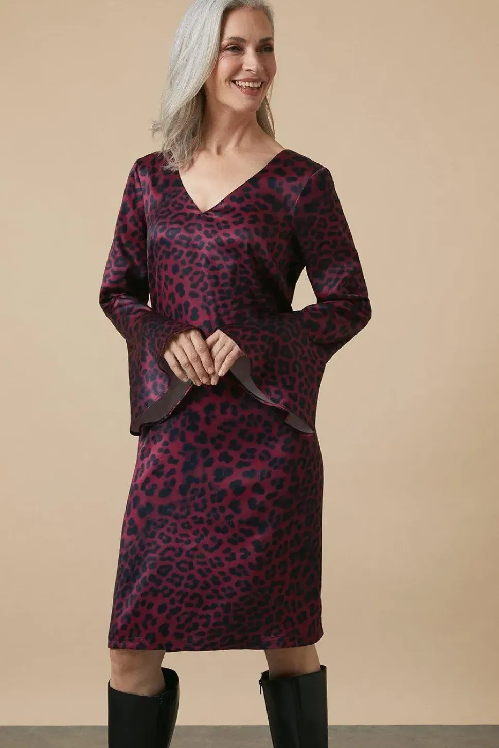 Tall Berry Leopard Shift Dress