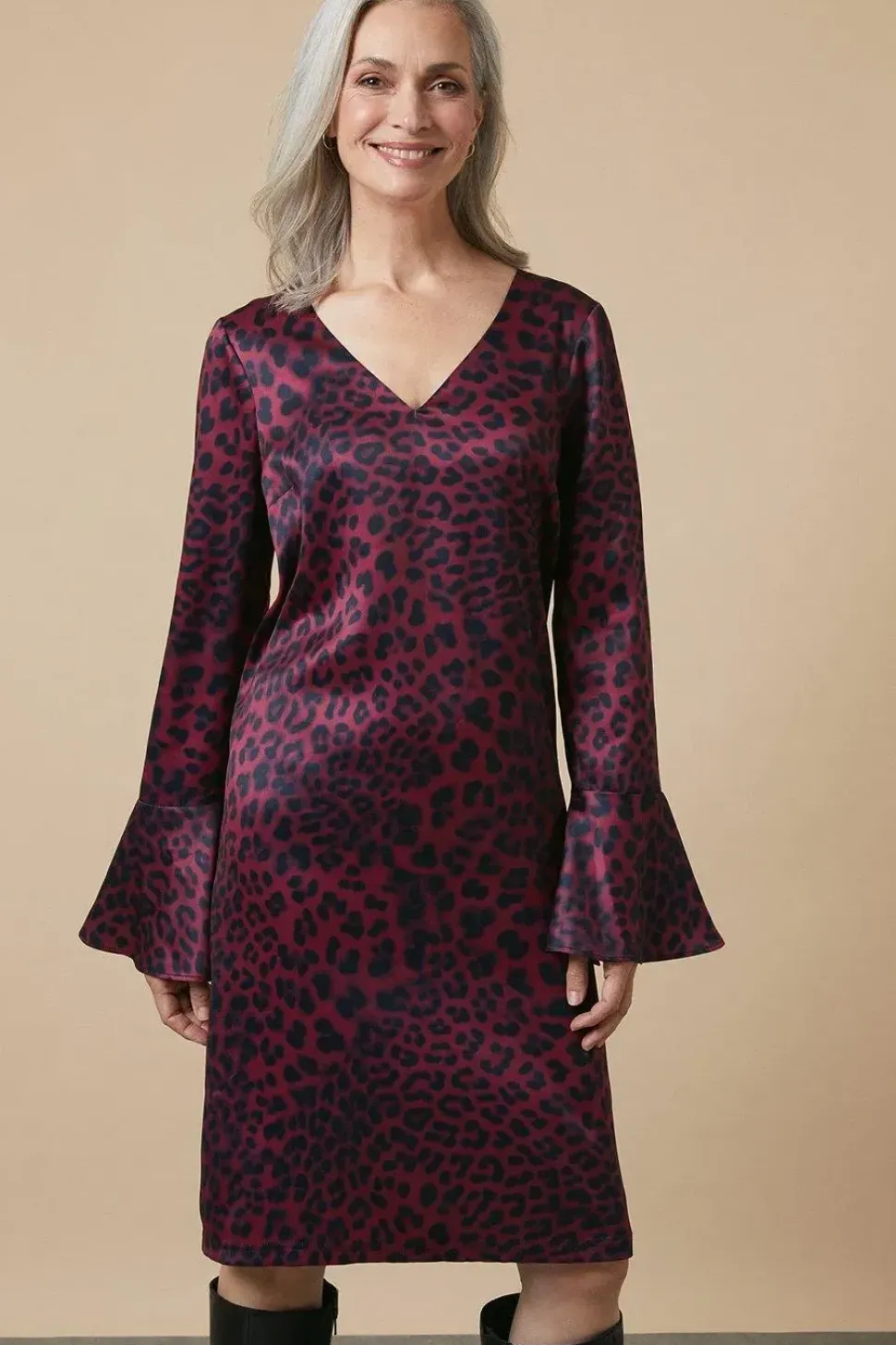 Tall Berry Leopard Shift Dress