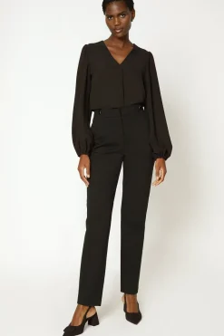 Tall Black Ponte Tapered Trouser