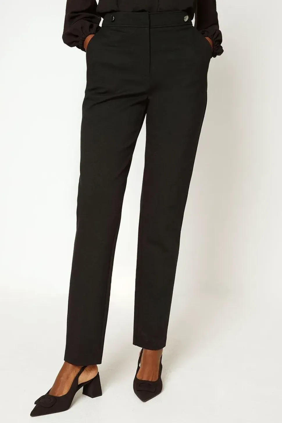 Tall Black Ponte Tapered Trouser