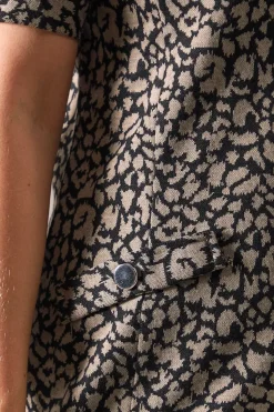 Tall Black Short Sleeve Jacquard Ponte Shift Dress