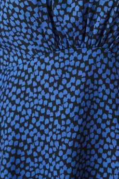 Tall Blue Blurred Spot Floral Tea Blouse