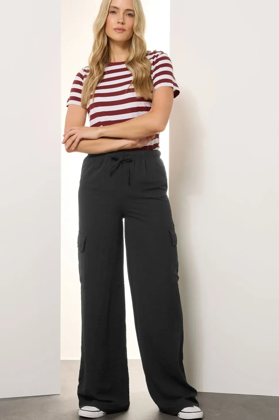 Tall Cargo Crepe Wide Leg Trousers