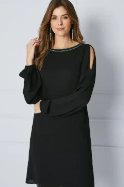Tall Cold Shoulder Embellished Shift Dress