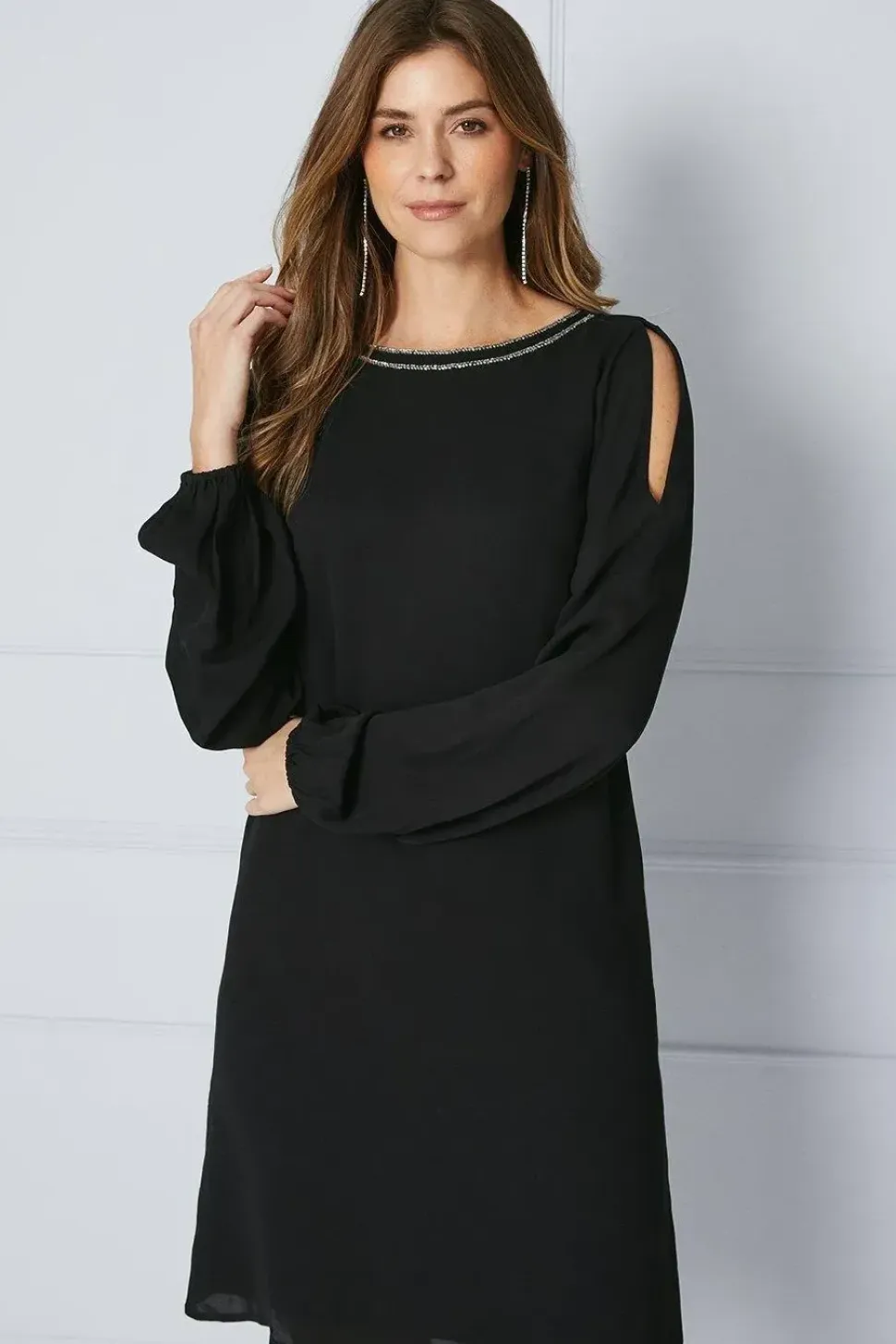 Tall Cold Shoulder Embellished Shift Dress
