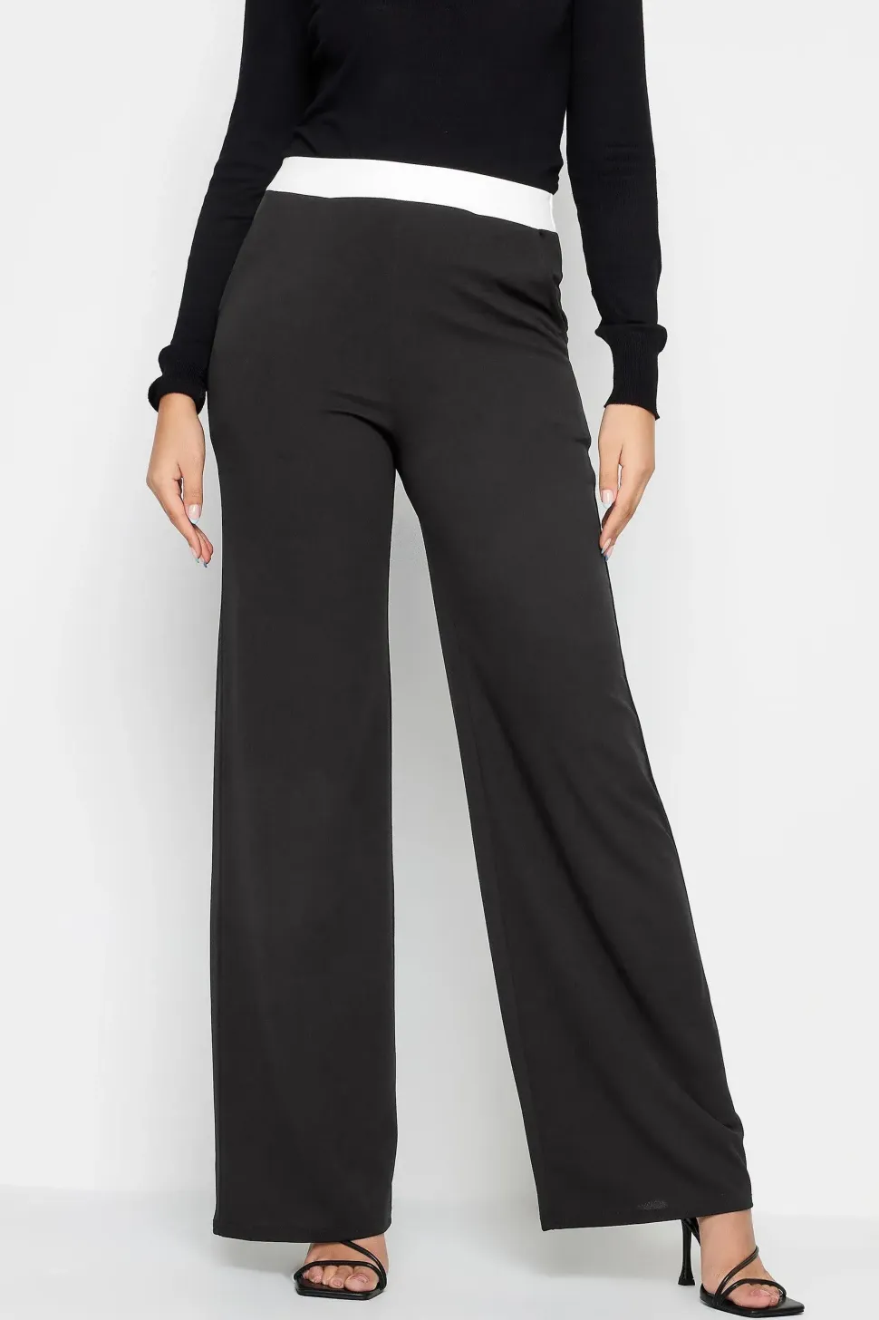 Tall Contrast Waistband Wide Leg Trousers