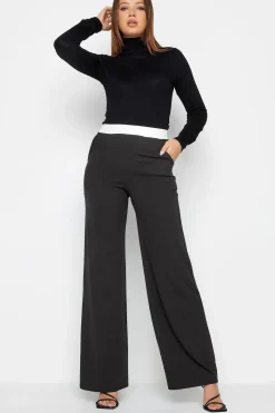 Tall Contrast Waistband Wide Leg Trousers