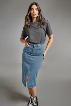 Tall Denim Midi Skirt