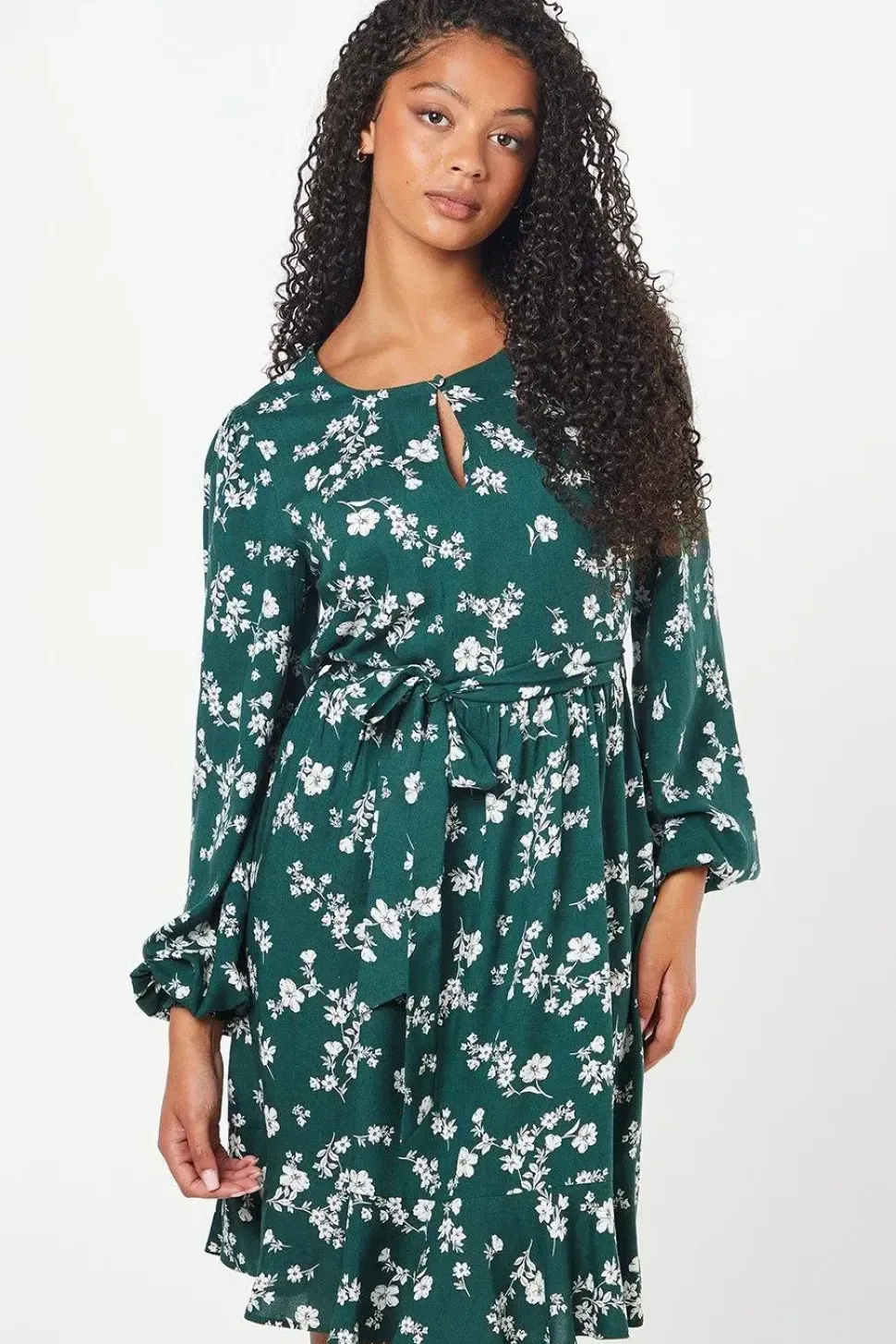 Tall Ditsy Floral Print Belted Mini Dress