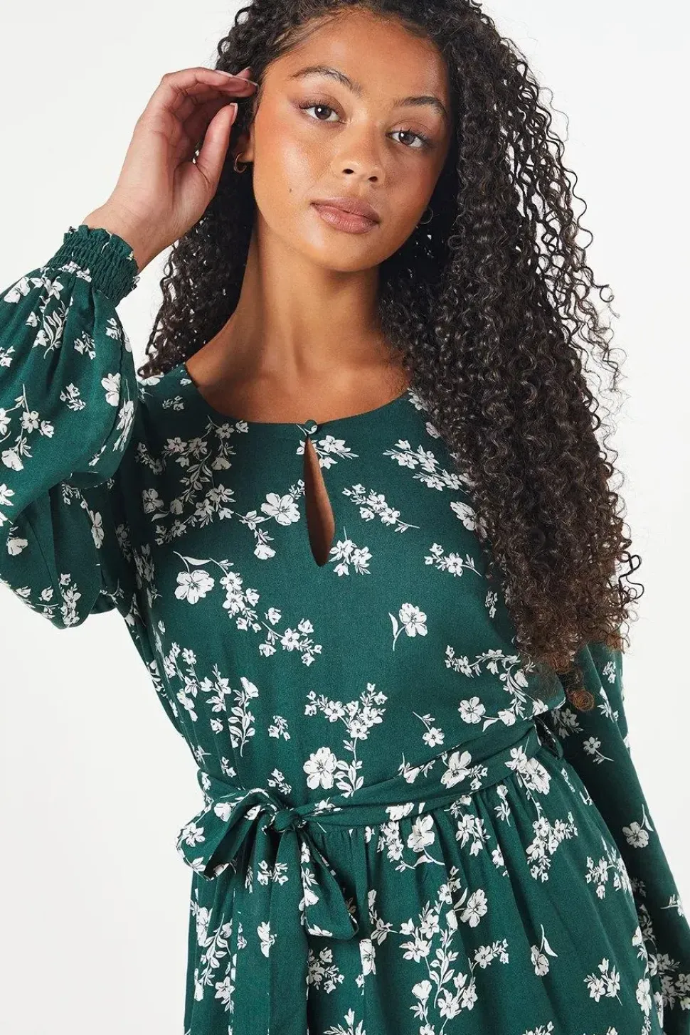 Tall Ditsy Floral Print Belted Mini Dress