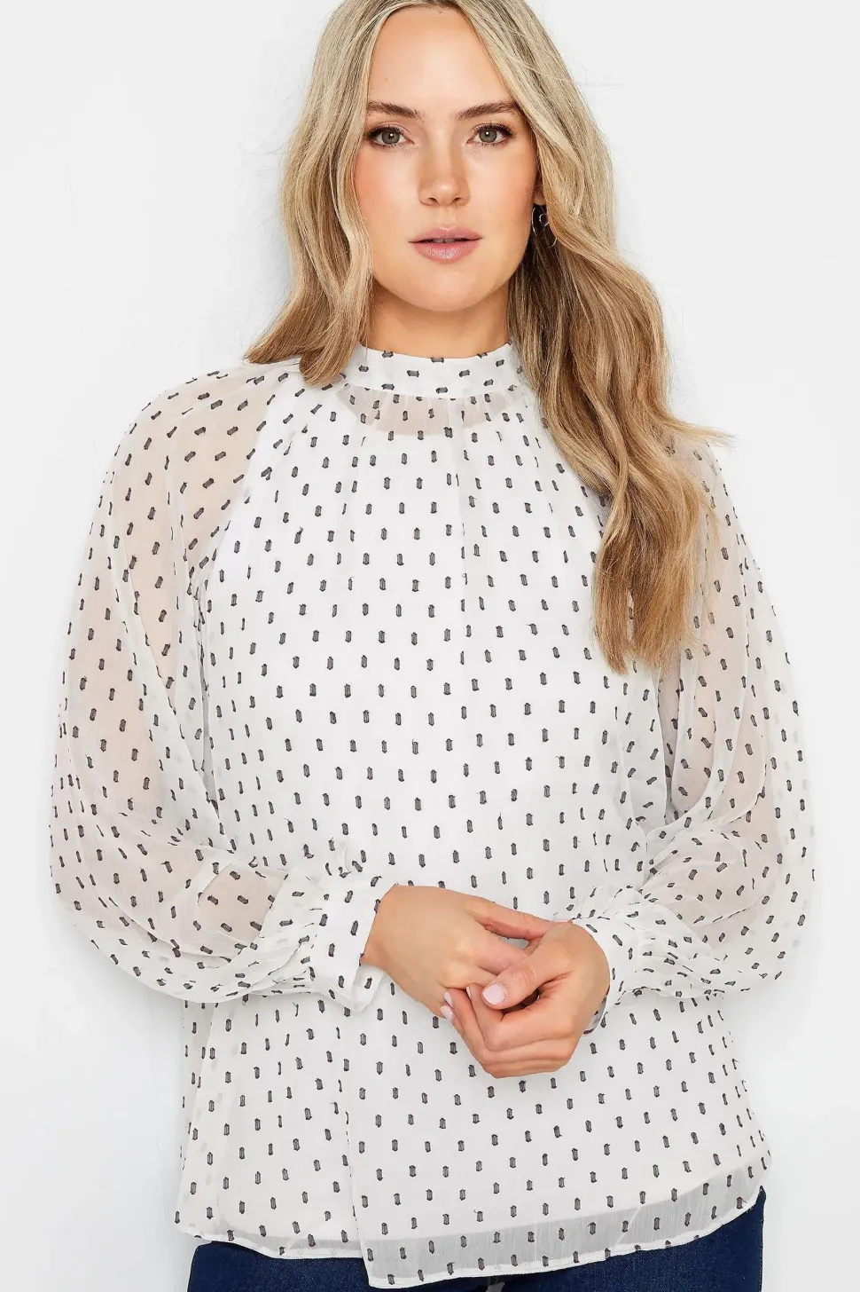 Tall Dobby High Neck Blouse