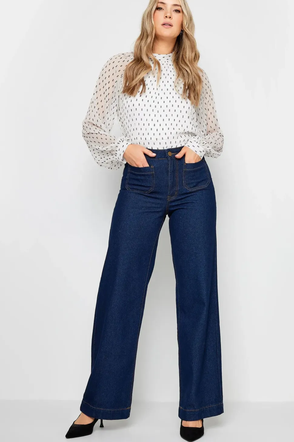 Tall Dobby High Neck Blouse