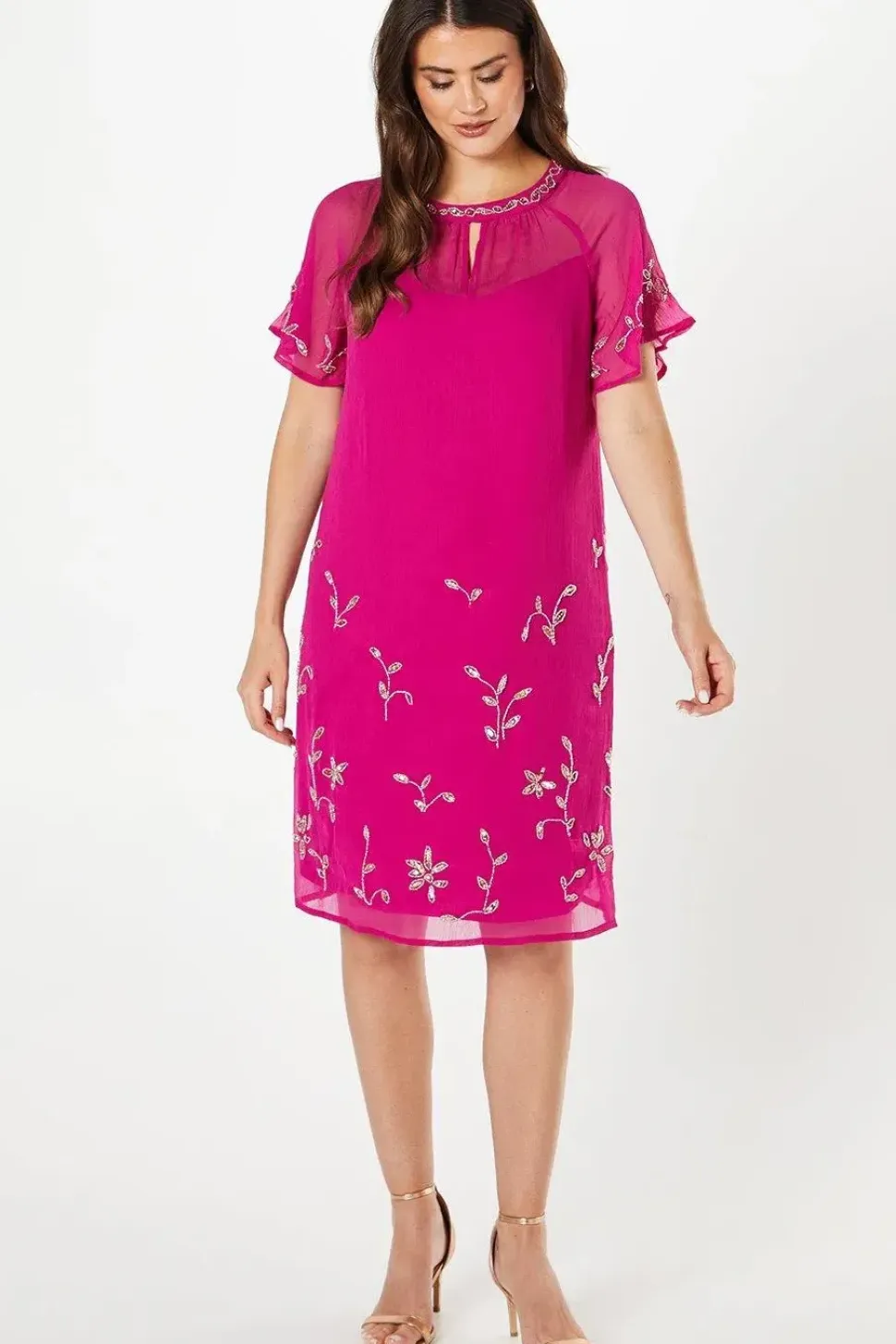 Tall Embellished Short Sleeve Shift Dress